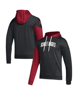 Men's adidas Black, Scarlet Rutgers Scarlet Knights Block Stadium Aeroready Pullover Hoodie