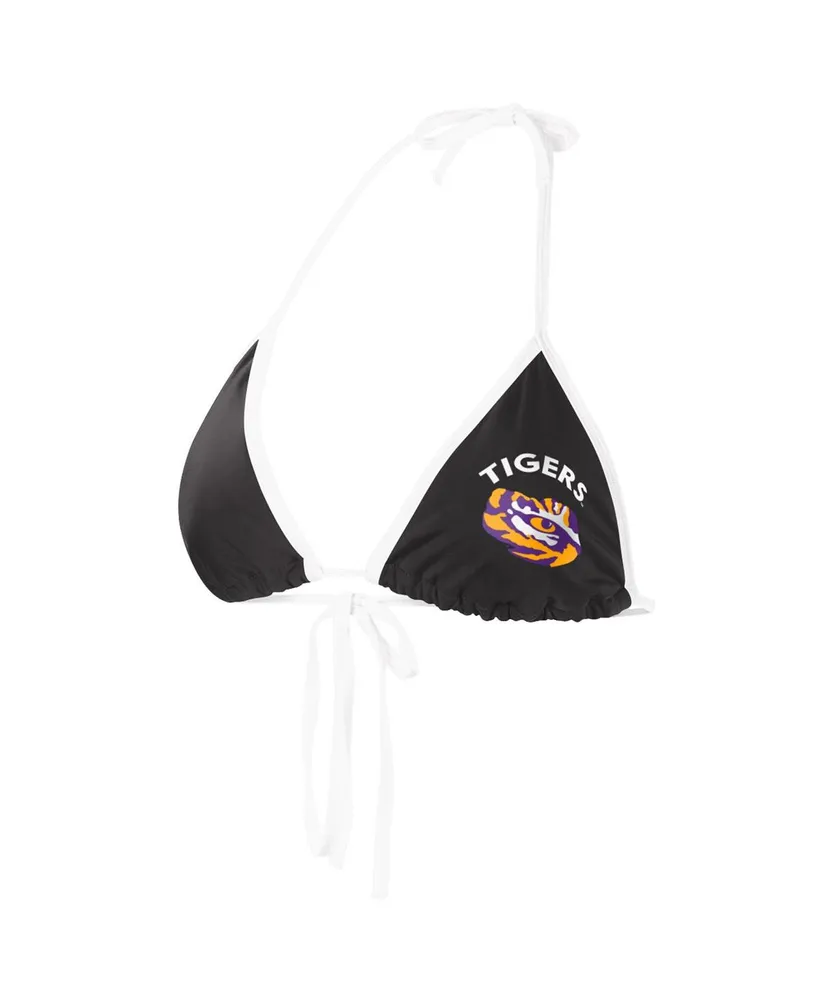 Women's G-iii 4Her by Carl Banks Black Lsu Tigers Perfect Match Bikini Top