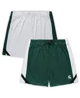 Men's Colosseum Green, White Michigan State Spartans Big and Tall Team Reversible Shorts