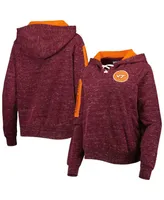 Women's Colosseum Maroon Virginia Tech Hokies The Devil Speckle Lace-Placket Raglan Pullover Hoodie