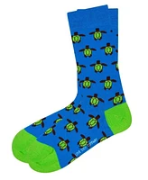 Love Sock Company Women's Turtle W-Cotton Novelty Crew Socks with Seamless Toe Design, Pack of 1