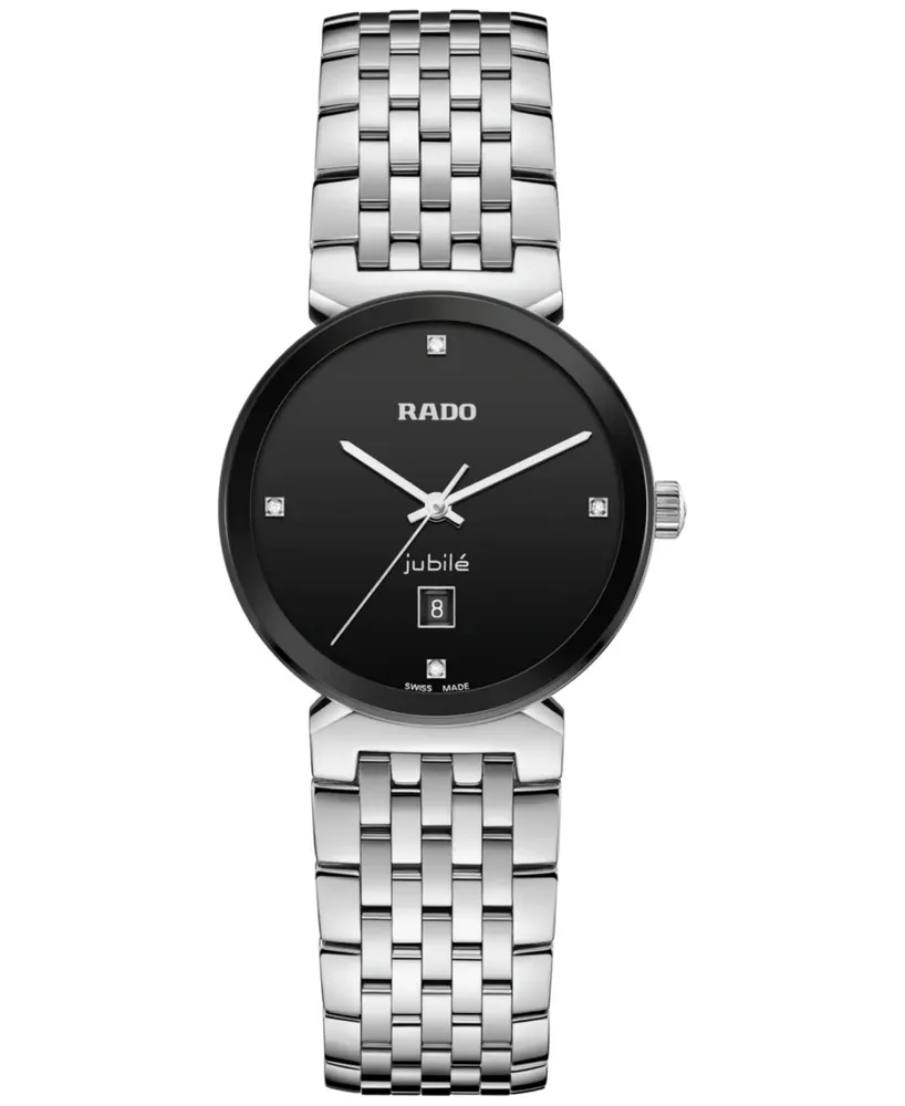 Rado Women's Swiss Florence Classic Diamond Accent Stainless Steel Bracelet Watch 30mm