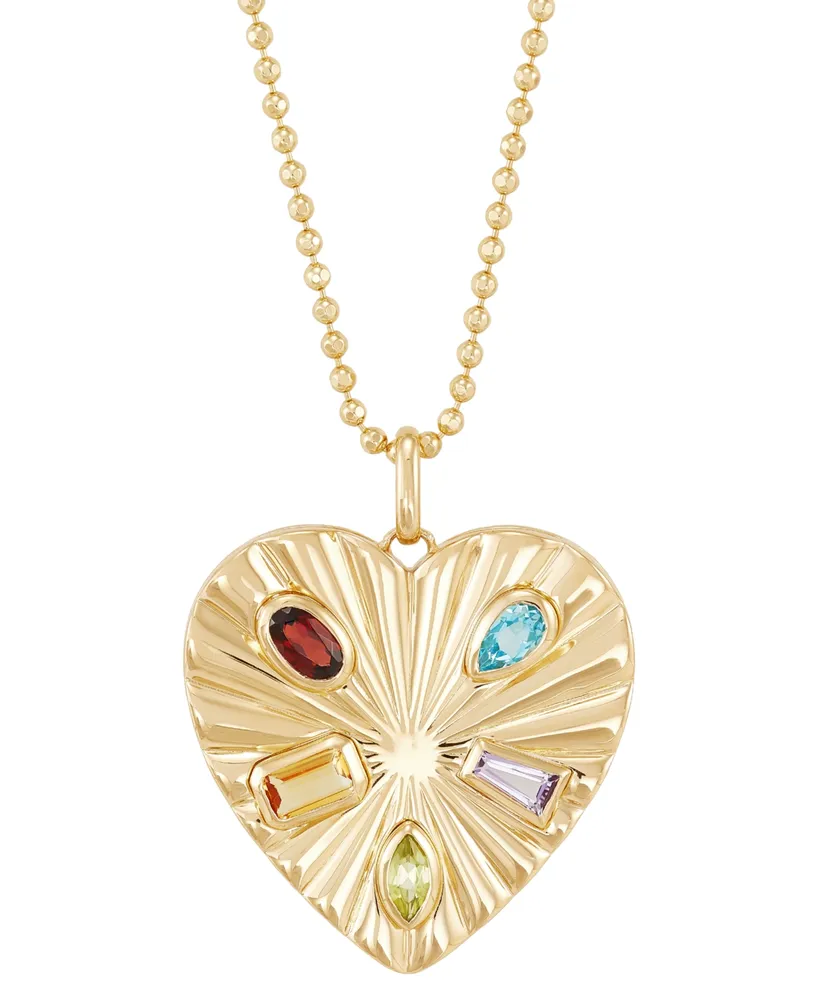 14K Gold Filled Necklace with Colorful Heart Pendant