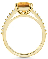 Macy's Citrine (3-1/7 ct. t.w.) and Diamond (1/4 Ring 14K Yellow Gold
