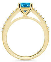 Macy's Blue Topaz (1-5/8 ct. t.w.) and Diamond (1/6 Ring 14K Yellow Gold
