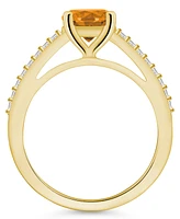 Macy's Citrine (1-1/4 ct. t.w.) and Diamond (1/6 Ring 14K Yellow Gold
