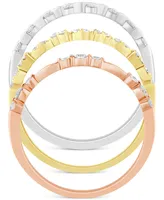 Diamond 3-Pc. Set Stacking Bands (1/2 ct. t.w.) in 14k Tricolor Gold - Tri
