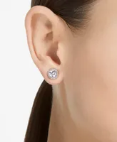 Swarovski Silver-Tone Constella Pave Button Earrings