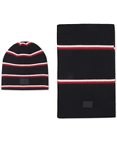 Tommy Hilfiger Men's Global Stripe Beanie, Scarf & Gloves Set