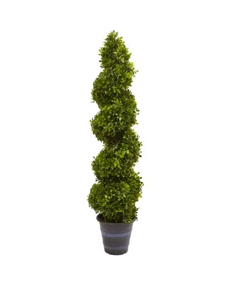Nearly Natural Boxwood Spiral Topiary w/ Planter
