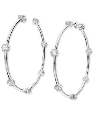 Swarovski Silver-Tone Constella Crystal Large Hoop Earrings, 2.5"