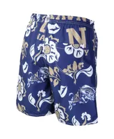 Men's Wes & Willy Navy Midshipmen Floral Volley Logo Swim Trunks