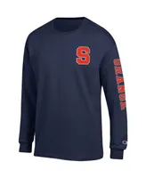 Men's Champion Navy Syracuse Orange Team Stack Long Sleeve T-shirt