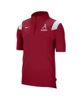 Men's Nike Crimson Alabama Tide Coach Short Sleeve Quarter-Zip Jacket