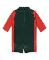 Toddler Girls Green, Orange Miami Hurricanes Wave Runner Wetsuit