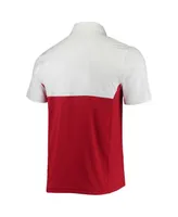 Men's Under Armour White, Red Wisconsin Badgers 2022 Blocked Coaches Performance Polo Shirt