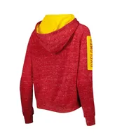 Women's Colosseum Cardinal Iowa State Cyclones The Devil Speckle Lace-Placket Raglan Pullover Hoodie