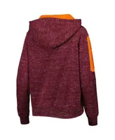 Women's Colosseum Maroon Virginia Tech Hokies The Devil Speckle Lace-Placket Raglan Pullover Hoodie