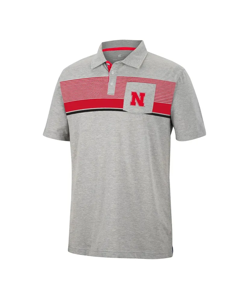 Men's Colosseum Heathered Gray Nebraska Huskers Golfer Pocket Polo Shirt