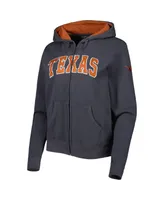 Women's Colosseum Charcoal Texas Longhorns Arched Name Full-Zip Hoodie