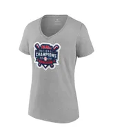 Women's Fanatics Heathered Gray Ole Miss Rebels 2022 Ncaa Men's Baseball College World Series Champions Official Logo V-Neck T-shirt