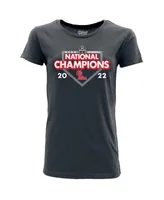 Women's Blue 84 Heathered Navy Ole Miss Rebels 2022 Ncaa Men's Baseball College World Series Champions Schedule T-shirt