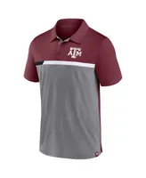 Men's Fanatics Maroon and Heathered Gray Texas A&M Aggies Split Block Color Polo Shirt