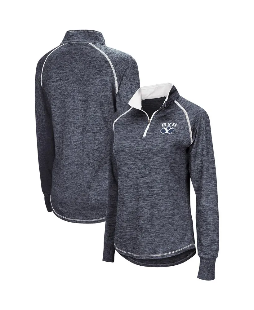 Women's Colosseum Navy Byu Cougars Bikram Quarter-Zip Pullover Jacket