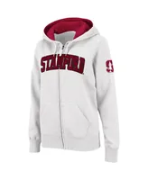 Women's Colosseum White Stanford Cardinal Arched Name Full-Zip Hoodie