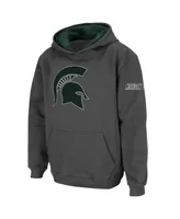 Big Boys Stadium Athletic Charcoal Michigan State Spartans Logo Pullover Hoodie