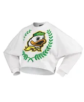 Women's White Oregon Ducks Laurels Crop Long Sleeve T-shirt