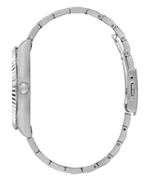 Guess Men's Silver-Tone Stainless Steel Bracelet, Day, Date Watch, 42mm - Silver