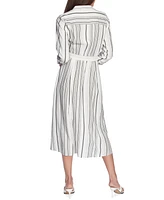 Court & Rowe Women's Stripe Belted Midi Shirt Dress