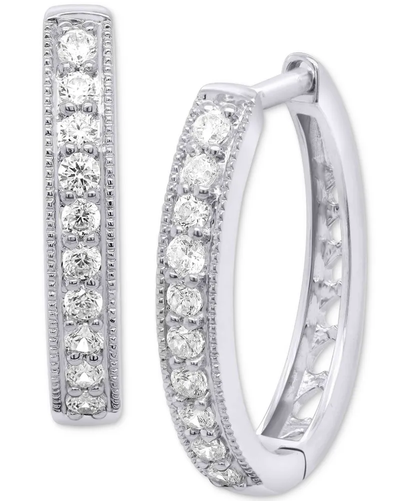 Forever Grown Diamonds Lab-Created Diamond Small Hoop Earrings (1/2 ct. t.w.) in Sterling Silver or 14k Gold-Plated Sterling Silver