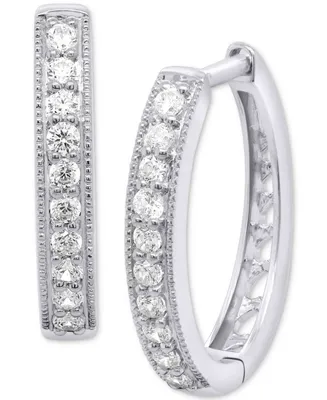Forever Grown Diamonds Lab-Created Diamond Small Hoop Earrings (1/2 ct. t.w.) in Sterling Silver or 14k Gold-Plated Sterling Silver