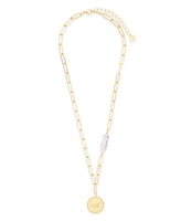 brook & york Biwa Imitation Pearl Micaela Initial Pendant - Gold-Plated