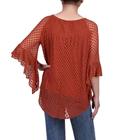 Ny Collection Bell-Sleeve Lace Top