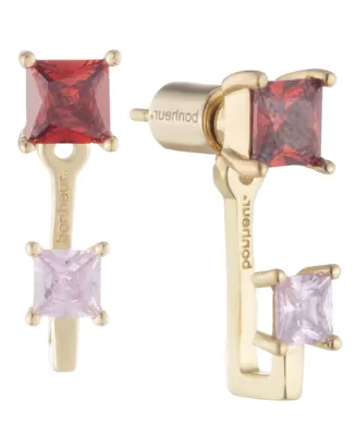 Bonheur Jewelry Rachelle Stud Pink Red Earrings with Ear Jackets