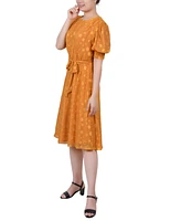 Ny Collection Women's Elbow Sleeve Swiss Dot Dress