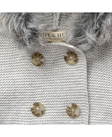 Hope & Henry Baby Long Sleeve Button Front Hooded Sweater