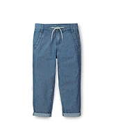 Hope & Henry Baby Boys Chambray Rolled Cuff Pant With Drawstring