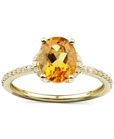 Citrine (1-5/8 ct. t.w.) & Diamond (1/8 ct. t.w.) Ring in 14k Gold