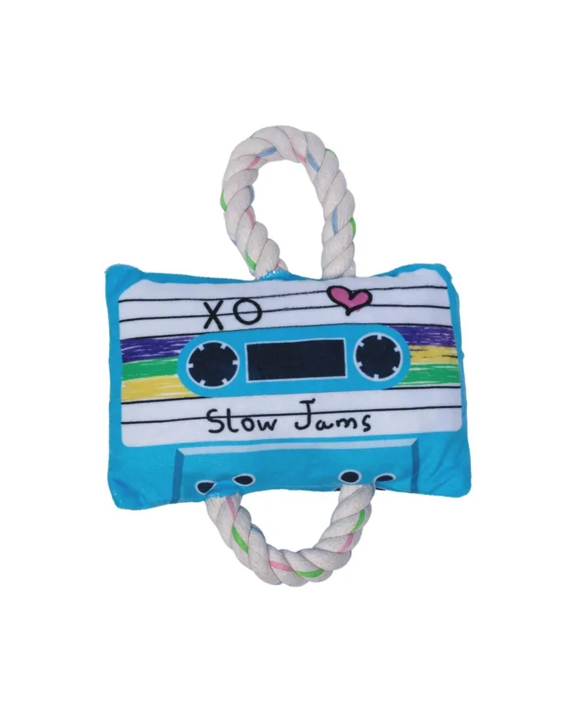 JoJo Modern Pets Retro Cassette Tape Plush Crinkle and Squeaker Dog Toy