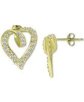 Giani Bernini Cubic Zirconia Open Heart Stud Earrings in 18k Gold-Plated Sterling Silver, Created for Macy's