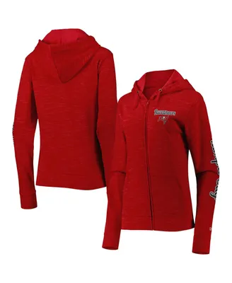 Women's New Era Red Tampa Bay Buccaneers Reverse Space-Dye Full-Zip Hoodie