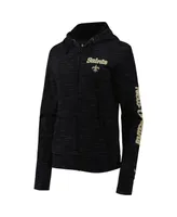 Women's New Era Black Orleans Saints Reverse Space-Dye Full-Zip Hoodie