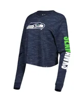 Women's New Era College Navy Seattle Seahawks Crop Long Sleeve T-shirt