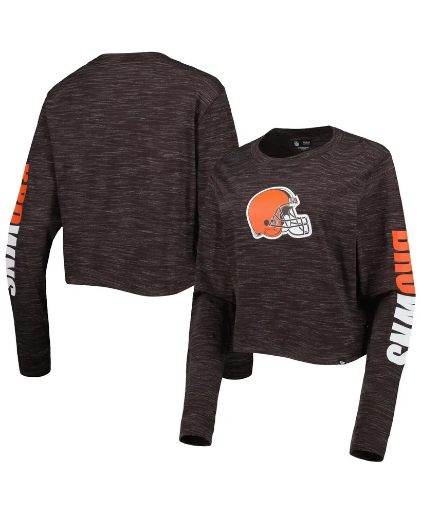 Women's New Era Brown Cleveland Browns Crop Long Sleeve T-shirt