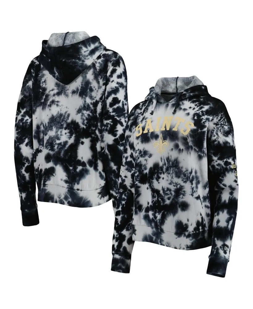 Women's New Era Black Orleans Saints Cloud Dye Fleece Pullover Hoodie