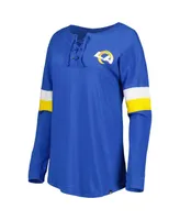 Women's New Era Royal Los Angeles Rams Athletic Varsity Lace-Up Long Sleeve T-shirt